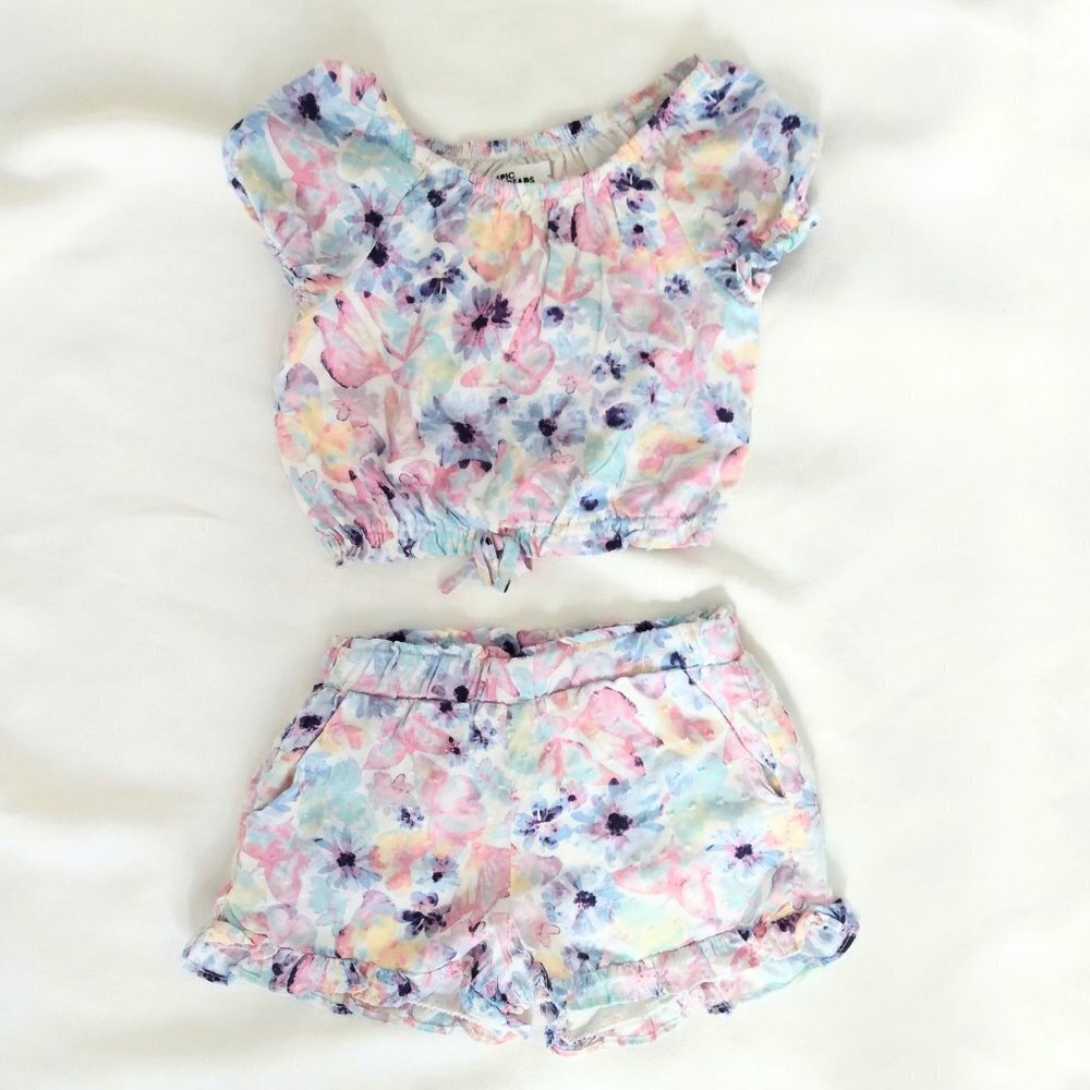 Epic Threads Girls two piece floral crop /short set